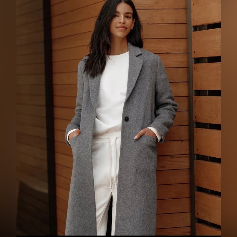 Jenni Kayne Carlyle wool alpaca blend pea coat in grey